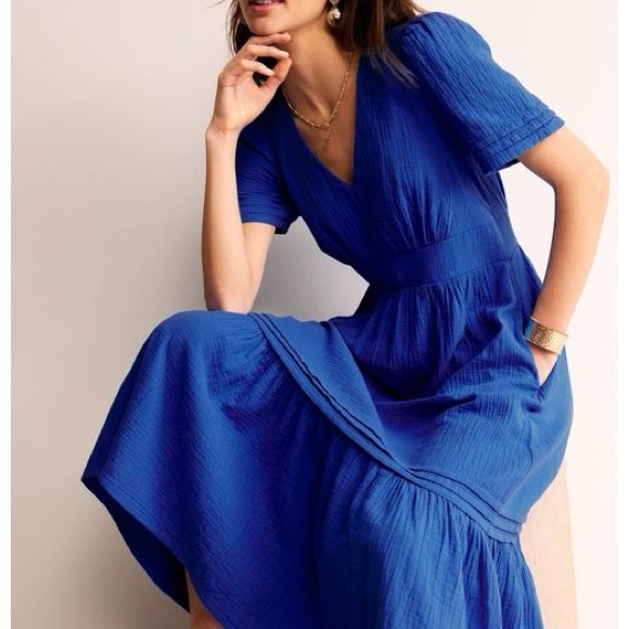 boden eve double cloth midi dress Boden Eve Double Cloth Midi Dress In Indigo Bunting - 35% Off